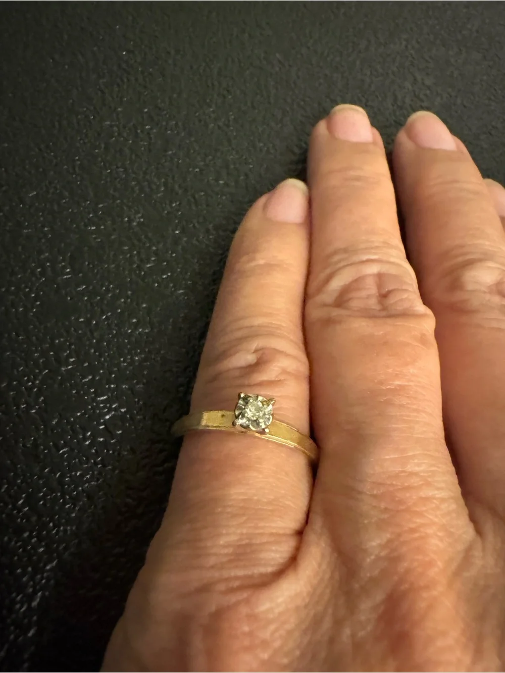 Classic Brushed 14kt Gold Solitaire Ring with Natural Diamond